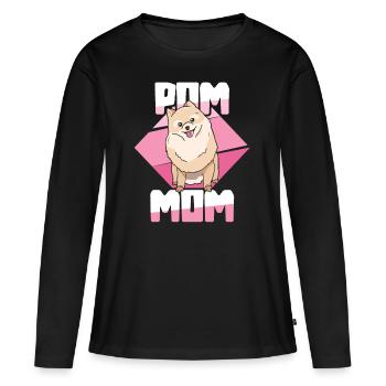 Fête des Mères Pom Mom Pomeranian Pomeranian - T-shirt manches longues Premium bio Femme - noir - Devant - Julia (174cm)