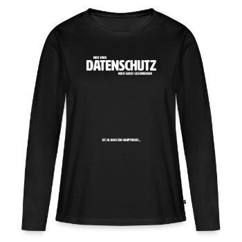 Hier wird Datenschutz noch groß geschrieben DSB - Frauen Premium Bio Langarmshirt - Schwarz - Vorne - Julia (174cm)