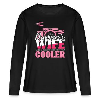 Drummers Wife - Drummer Gift - Women's Premium Organic Long Sleeve Shirt - black - Front - Julia (174cm)