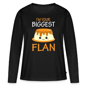 Je suis ton plus gros flan - gâteau au dessert - T-shirt manches longues Premium bio Femme - noir - Devant - Julia (174cm)