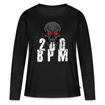 Gabber Hakken Uptempo 200 BPM crâne - T-shirt manches longues Premium bio Femme - noir - Devant - Julia (174cm)