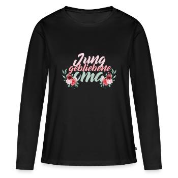 Jung gebliebene Oma - Frauen Premium Bio Langarmshirt - Schwarz - Vorne - Julia (174cm)