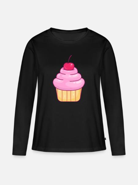 Cupcake Muffin - Frauen Premium Bio Langarmshirt - Schwarz