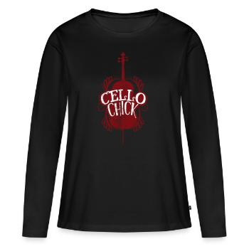 violoncelle - T-shirt manches longues Premium bio Femme - noir - Devant - Julia (174cm)