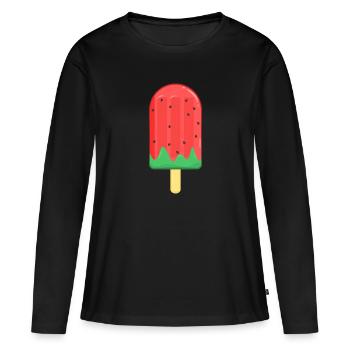 Glace d'été - T-shirt manches longues Premium bio Femme - noir - Devant - Julia (174cm)