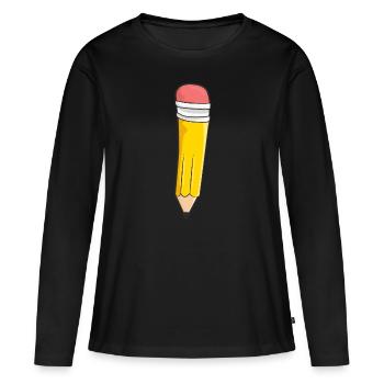 Stift Schule Einschulung - Frauen Premium Bio Langarmshirt - Schwarz - Vorne - Julia (174cm)