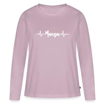 Manga Heartbeat - T-shirt manches longues Premium bio Femme - rose poudré - Devant - Julia (174cm)