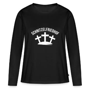 Bauch Schnitzelfriedhof Feinkost Feinkostgewölbe - Frauen Premium Bio Langarmshirt - Schwarz - Vorne - Julia (174cm)
