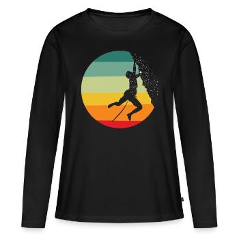 Felsklettern, Klettern , Felsen - Frauen Premium Bio Langarmshirt - Schwarz - Vorne - Julia (174cm)