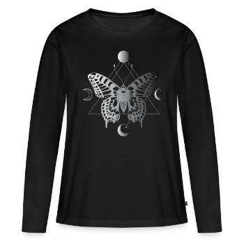 Phases de lune, mites, magie noire - T-shirt manches longues Premium bio Femme - noir - Devant - Julia (174cm)