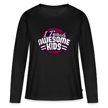Prof - T-shirt manches longues Premium bio Femme - noir - Devant - Julia (174cm)