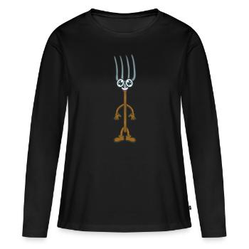 Mistgabel Bauer Landwirt - Frauen Premium Bio Langarmshirt - Schwarz - Vorne - Julia (174cm)