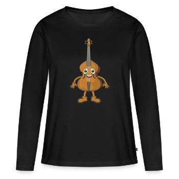violoncelle - T-shirt manches longues Premium bio Femme - noir - Devant - Julia (174cm)
