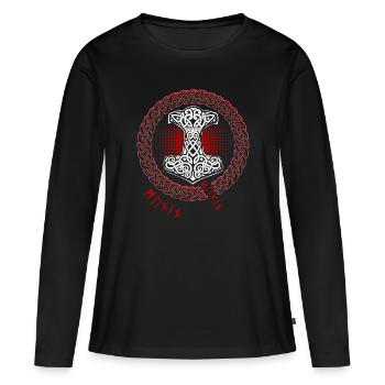 Thor Hammer Runen Thors nordische Mythologie - Frauen Premium Bio Langarmshirt - Schwarz - Vorne - Julia (174cm)