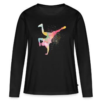 Breakdance Kunst Vintage Kunst - Frauen Premium Bio Langarmshirt - Schwarz - Vorne - Julia (174cm)