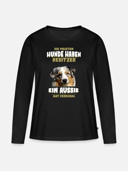 Australian Shepherd - Aussie Hund - Frauen Premium Bio Langarmshirt - Schwarz