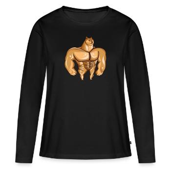 Swole Doge Chad Cheems the Doge Shiba Inu Meme - Women's Premium Organic Long Sleeve Shirt - black - Front - Julia (174cm)