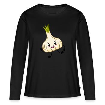 Ail - T-shirt manches longues Premium bio Femme - noir - Devant - Julia (174cm)