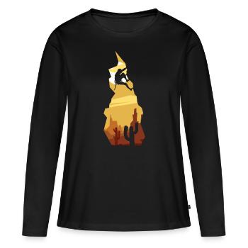 Felsklettern im Vintage-Stil - Frauen Premium Bio Langarmshirt - Schwarz - Vorne - Julia (174cm)