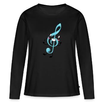 Musicien de musique clé de sol - T-shirt manches longues Premium bio Femme - noir - Devant - Julia (174cm)