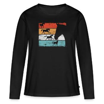 Horses riding horse gift idea - Women's Premium Organic Long Sleeve Shirt - black - Front - Julia (174cm)
