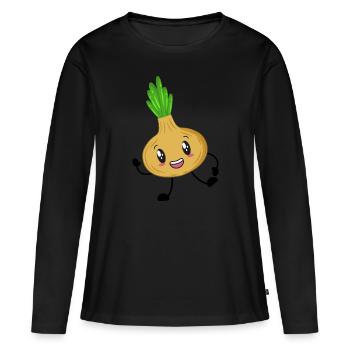 oignon - T-shirt manches longues Premium bio Femme - noir - Devant - Julia (174cm)