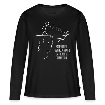 Stick figure sarcastique, motivation - T-shirt manches longues Premium bio Femme - noir - Devant - Julia (174cm)