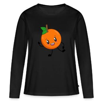Orange - Frauen Premium Bio Langarmshirt - Schwarz - Vorne - Julia (174cm)