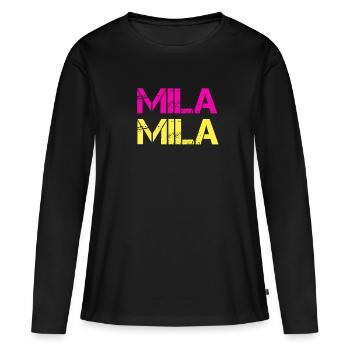 Mila - Frauen Premium Bio Langarmshirt - Schwarz - Vorne - Julia (174cm)