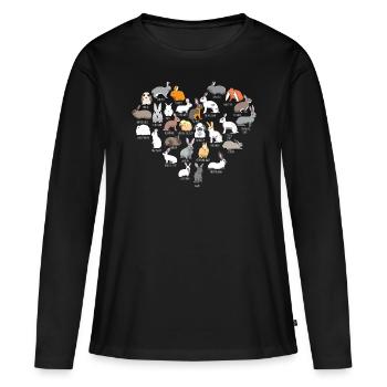 Lapins et lapins cadeau oreille de disquette de lapin - T-shirt manches longues Premium bio Femme - noir - Devant - Julia (174cm)