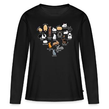 Lapins et lapins cadeau oreille de disquette de lapin - T-shirt manches longues Premium bio Femme - noir - Devant - Julia (174cm)