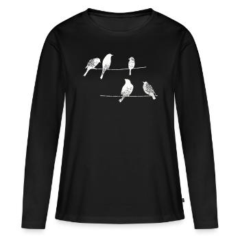 Vögel Vogel - Ich mag Vögel - Frauen Premium Bio Langarmshirt - Schwarz - Vorne - Julia (174cm)