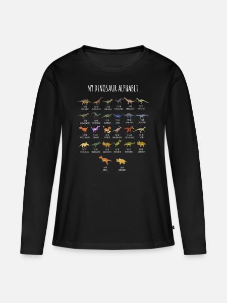 Dinosaurier Paläontologe Dino Dino Alphabet - Frauen Premium Bio Langarmshirt - Schwarz