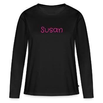 Susan - T-shirt manches longues Premium bio Femme - noir - Devant - Julia (174cm)