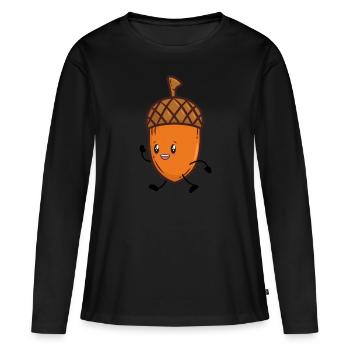 Chêne automne gland - T-shirt manches longues Premium bio Femme - noir - Devant - Julia (174cm)