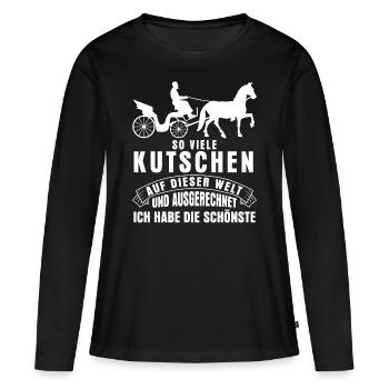 Kutscher Spruch & Fuhrmann Kutsche - Frauen Premium Bio Langarmshirt - Schwarz - Vorne - Julia (174cm)