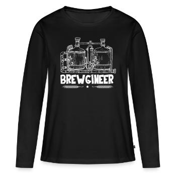Brasseurs, brasseries, brasseries, cônes, maïs - T-shirt manches longues Premium bio Femme - noir - Devant - Julia (174cm)