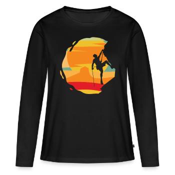 Felsklettern, Bergsteigen, Klettersport, Bouldern - Frauen Premium Bio Langarmshirt - Schwarz - Vorne - Julia (174cm)