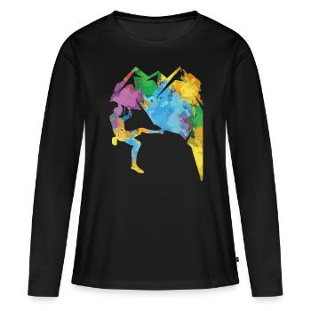 Felsklettern, Bergsteigen, Klettersport, Bouldern - Frauen Premium Bio Langarmshirt - Schwarz - Vorne - Julia (174cm)