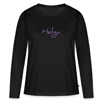 Helga - Frauen Premium Bio Langarmshirt - Schwarz - Vorne - Julia (174cm)