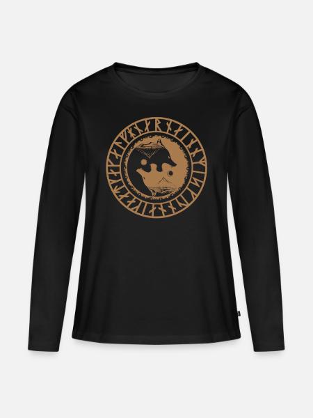 Ying Yang Odin Nordische Mythologie - Frauen Premium Bio Langarmshirt - Schwarz