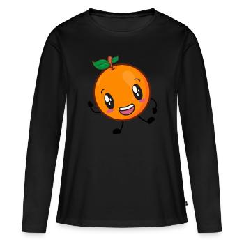 Orange - Frauen Premium Bio Langarmshirt - Schwarz - Vorne - Julia (174cm)