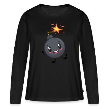 Bombe - T-shirt manches longues Premium bio Femme - noir - Devant - Julia (174cm)