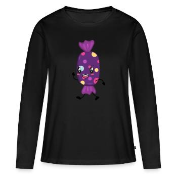 Bonbon - T-shirt manches longues Premium bio Femme - noir - Devant - Julia (174cm)