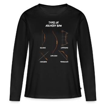 Arten von Bögen, Langbogen, Bogenschießen - Frauen Premium Bio Langarmshirt - Schwarz - Vorne - Julia (174cm)