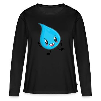 Gouttes d’eau - T-shirt manches longues Premium bio Femme - noir - Devant - Julia (174cm)