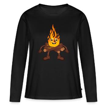 Feu de camp Feu - T-shirt manches longues Premium bio Femme - noir - Devant - Julia (174cm)