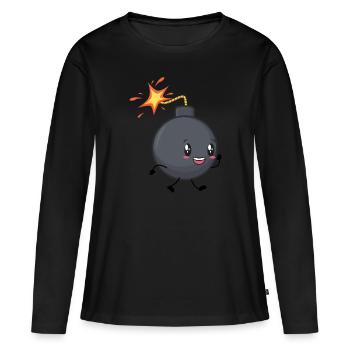 Bombe - T-shirt manches longues Premium bio Femme - noir - Devant - Julia (174cm)