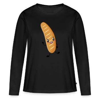 Baguette - T-shirt manches longues Premium bio Femme - noir - Devant - Julia (174cm)