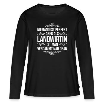 Landwirtin - Frauen Premium Bio Langarmshirt - Schwarz - Vorne - Julia (174cm)